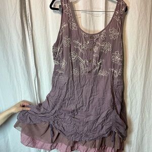Purple Embroidered Sleeveless Dress